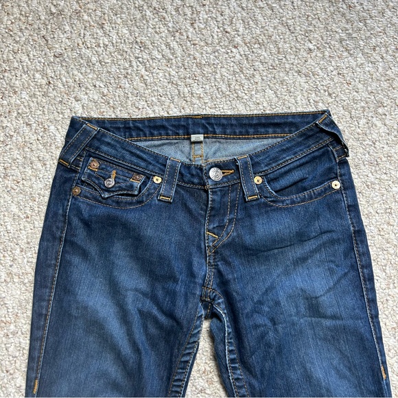 True Religion Skinny Jeans With Flaps Womens 28 Low Rise Blue Denim Dark Wash - Picture 2 of 13